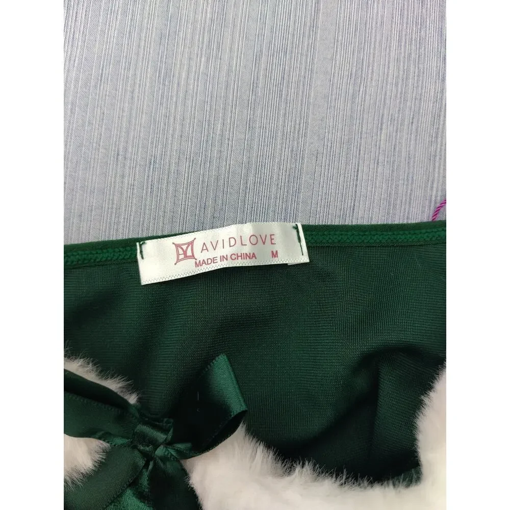 Babydoll Lingerie For Women Corset Velvet Christmas V Neck Size M